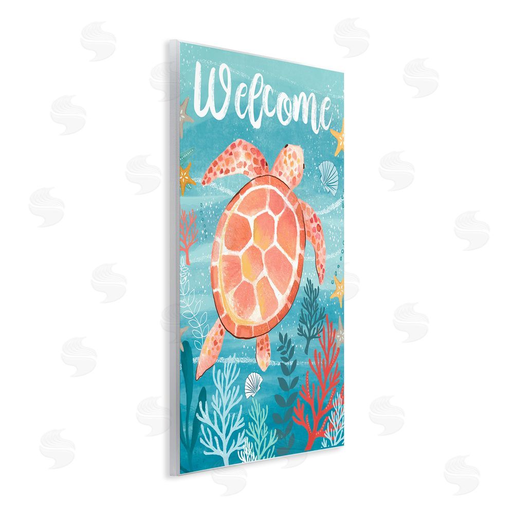Sharon Lee Welcome Underwater Turtle Scene Wall Plaque Art Print