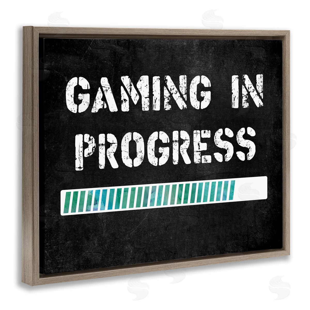 Gaming In Progress Bar Brown Floating Frame Canvas Wall Art, Home Decor by CAD Designs