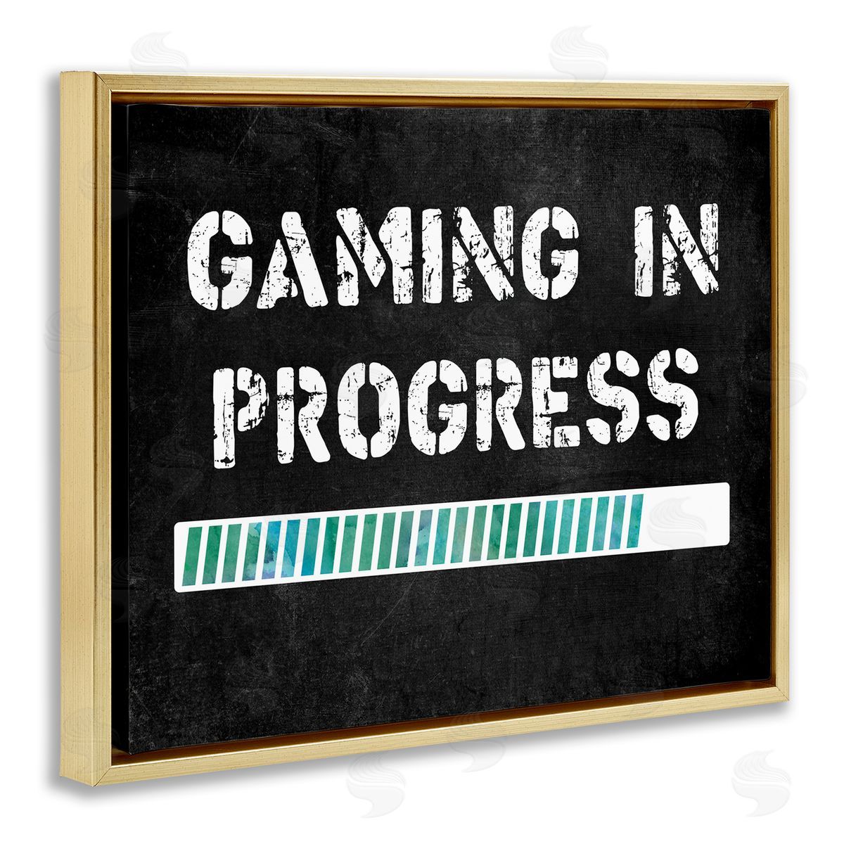 Gaming In Progress Bar Gold Floating Frame Canvas Wall Art, Home Decor by CAD Designs
