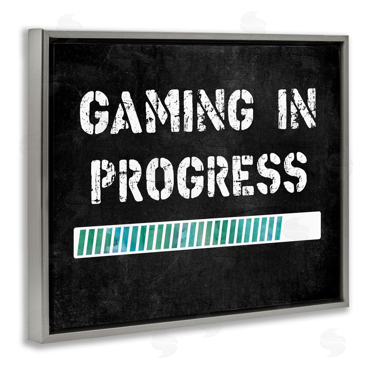 Gaming In Progress Bar Grey Floating Frame Canvas Wall Art, Home Decor by CAD Designs