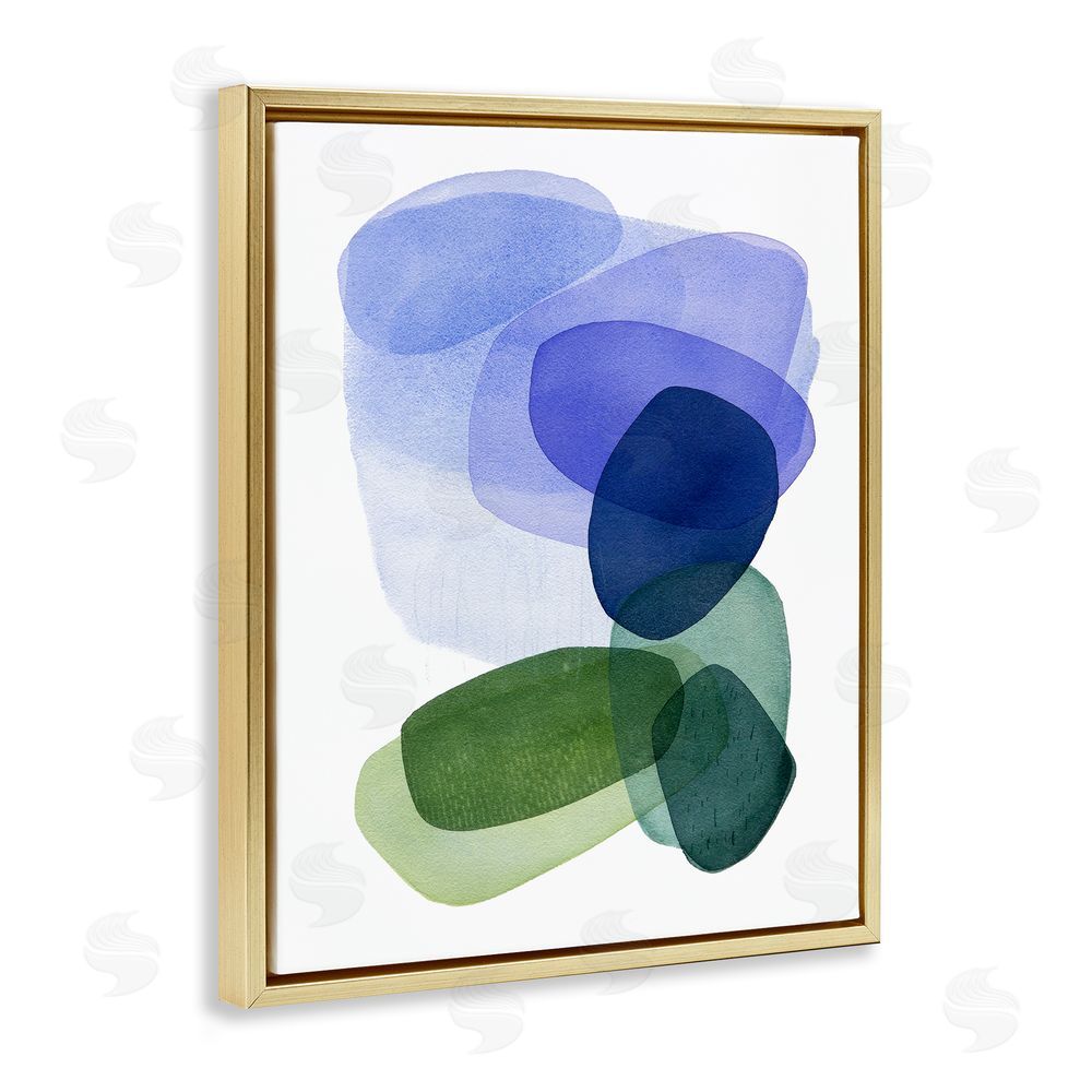 Simone Christen Layered Opaque Shapes Gold Floating Frame Canvas Wall Art Print