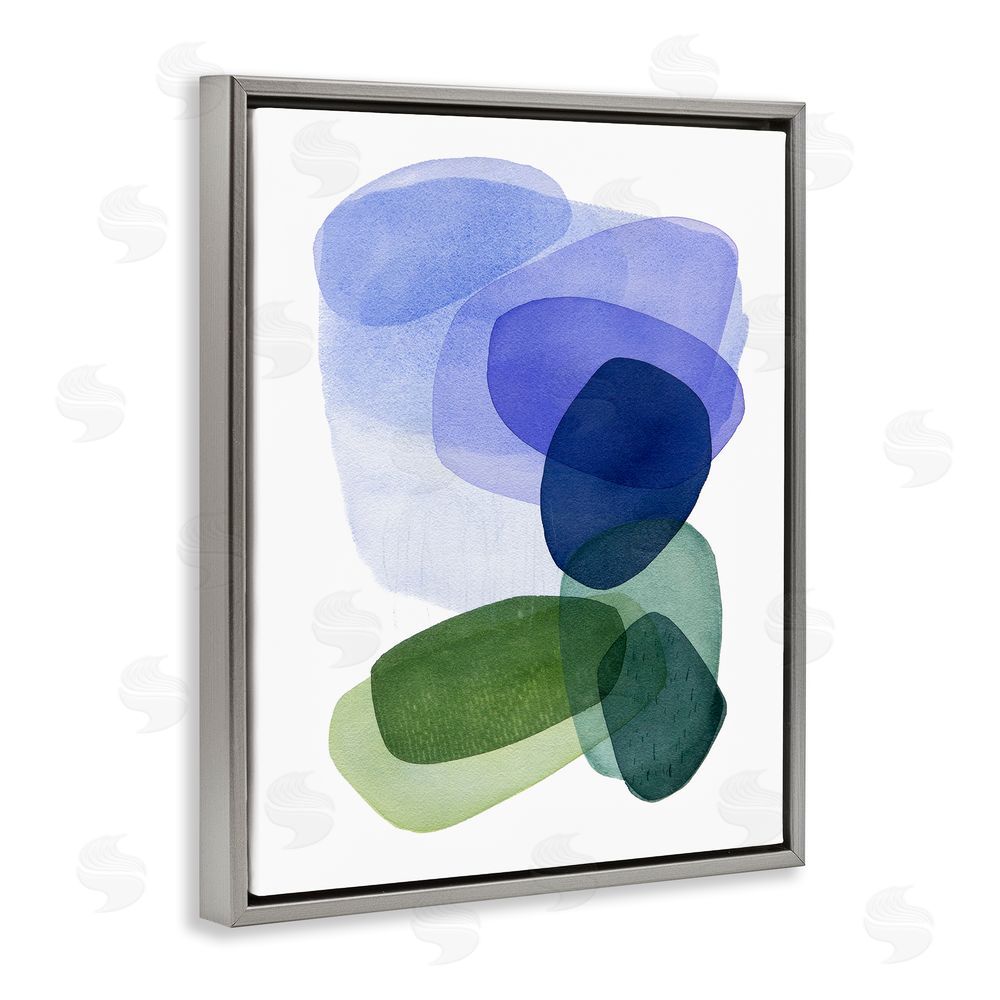 Simone Christen Layered Opaque Shapes Grey Floating Frame Canvas Wall Art Print