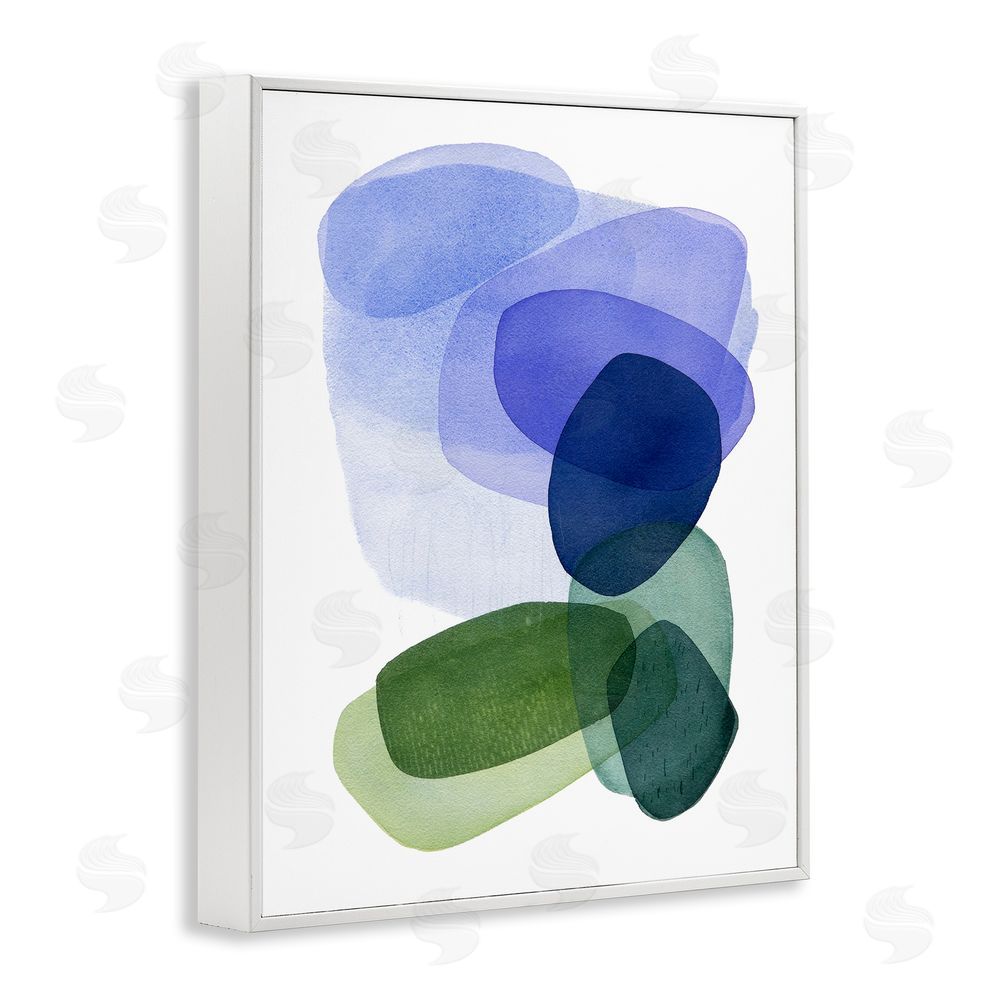 Simone Christen Layered Opaque Shapes White Framed Giclee Wall Art Print