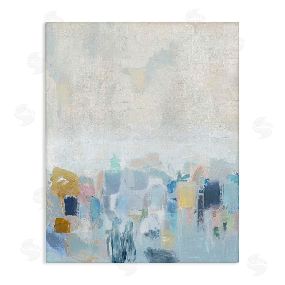 Rachel Springer Blue Abstract Landscape Stretched Canvas Wall Art Print