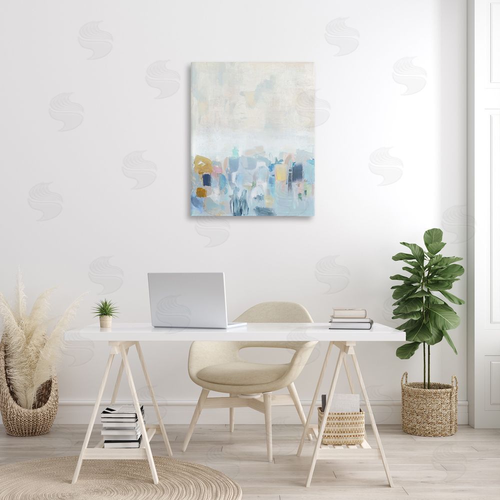 Rachel Springer Blue Abstract Landscape Canvas Wall Art Print in Room