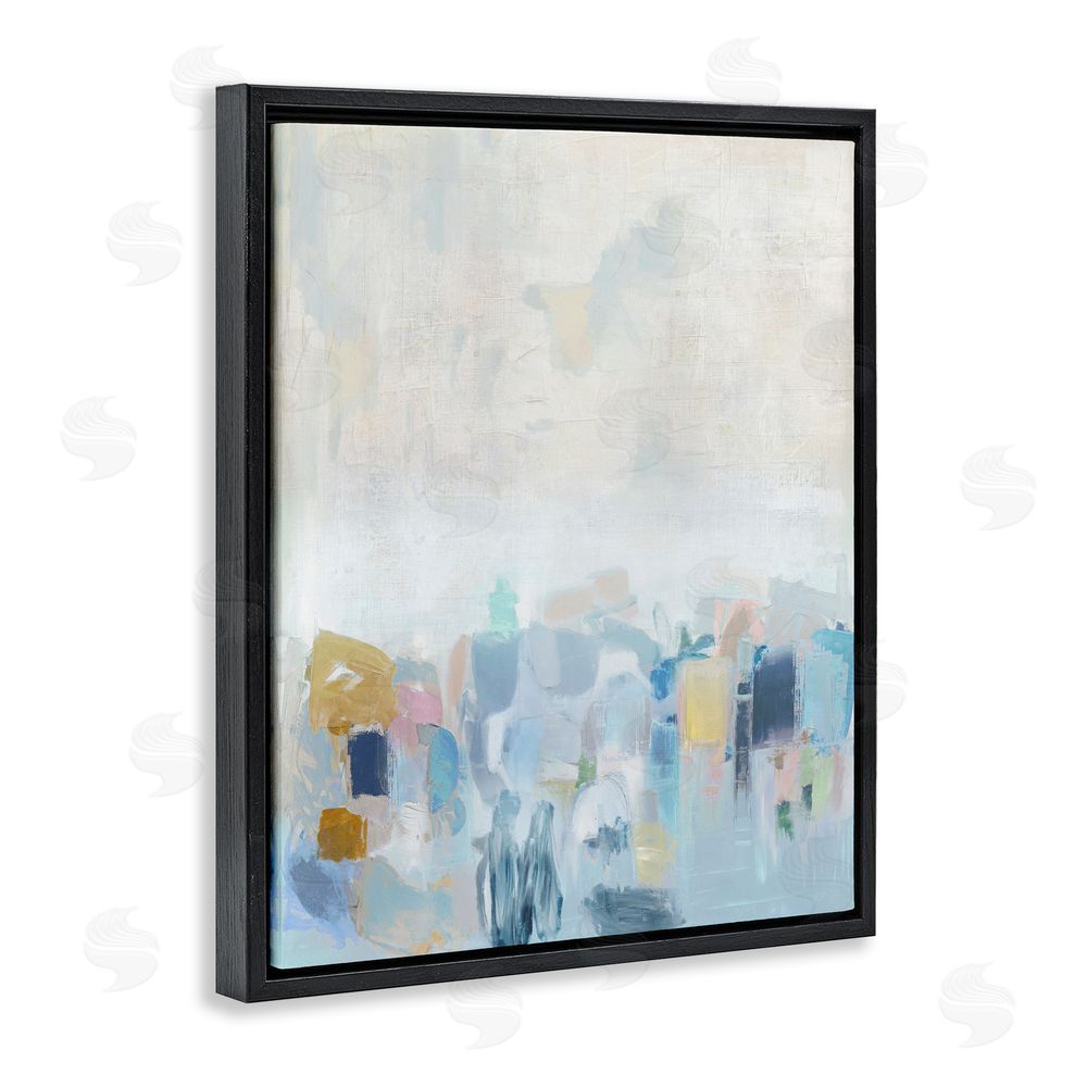 Rachel Springer Blue Abstract Landscape Black Floating Frame Canvas Wall Art Print