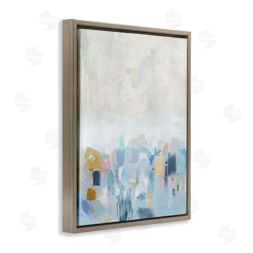 Rachel Springer Blue Abstract Landscape Brown Floating Frame Canvas Wall Art Print