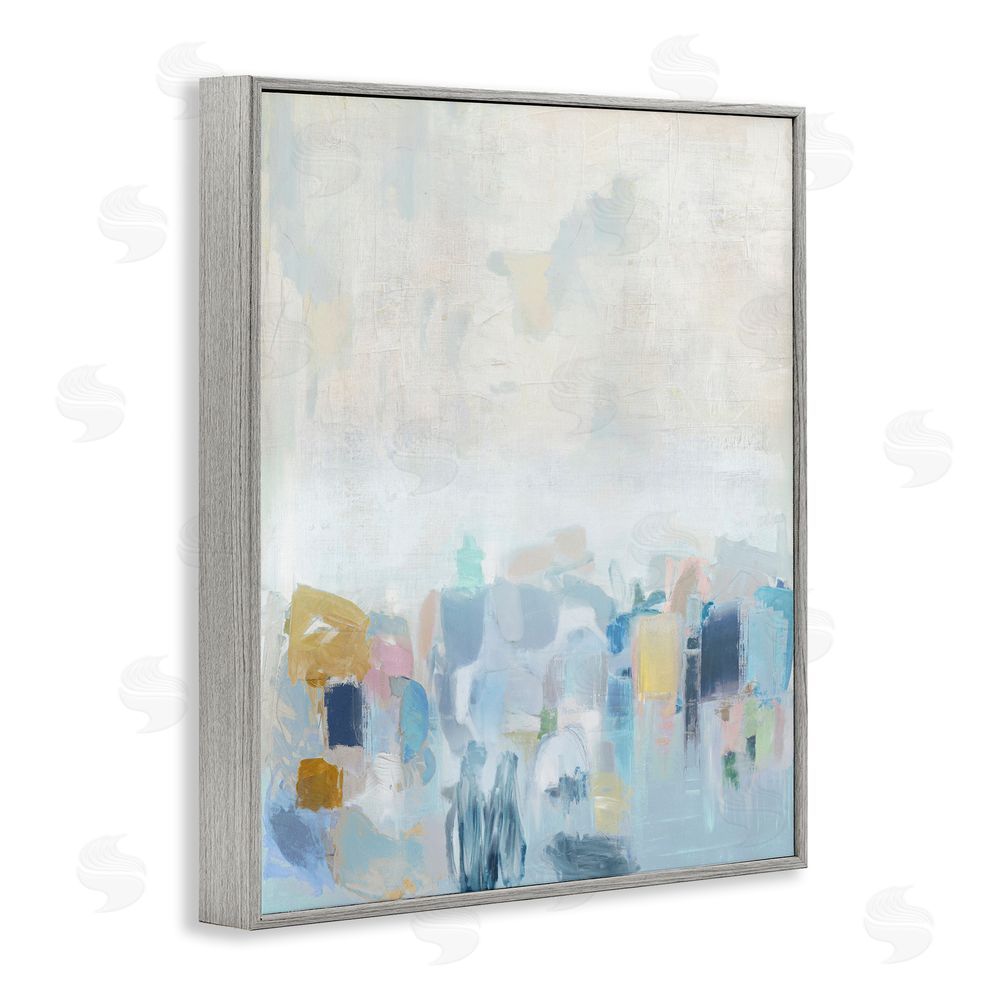 Rachel Springer Blue Abstract Landscape Gray Framed Giclee Wall Art Print