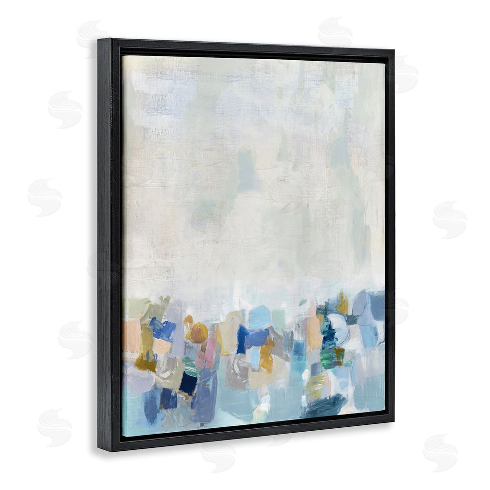 Rachel Springer Modern Blue Landscape Black Floating Frame Canvas Wall Art Print