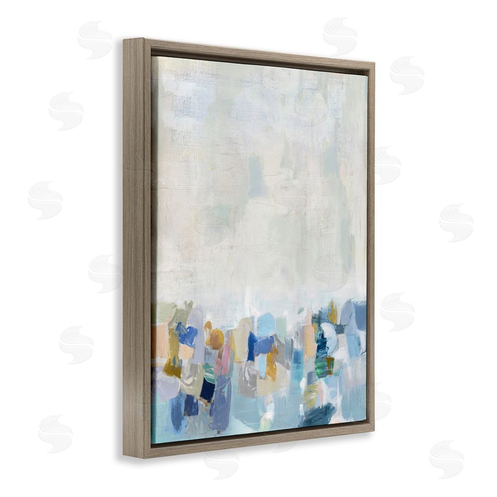 Rachel Springer Modern Blue Landscape Brown Floating Frame Canvas Wall Art Print