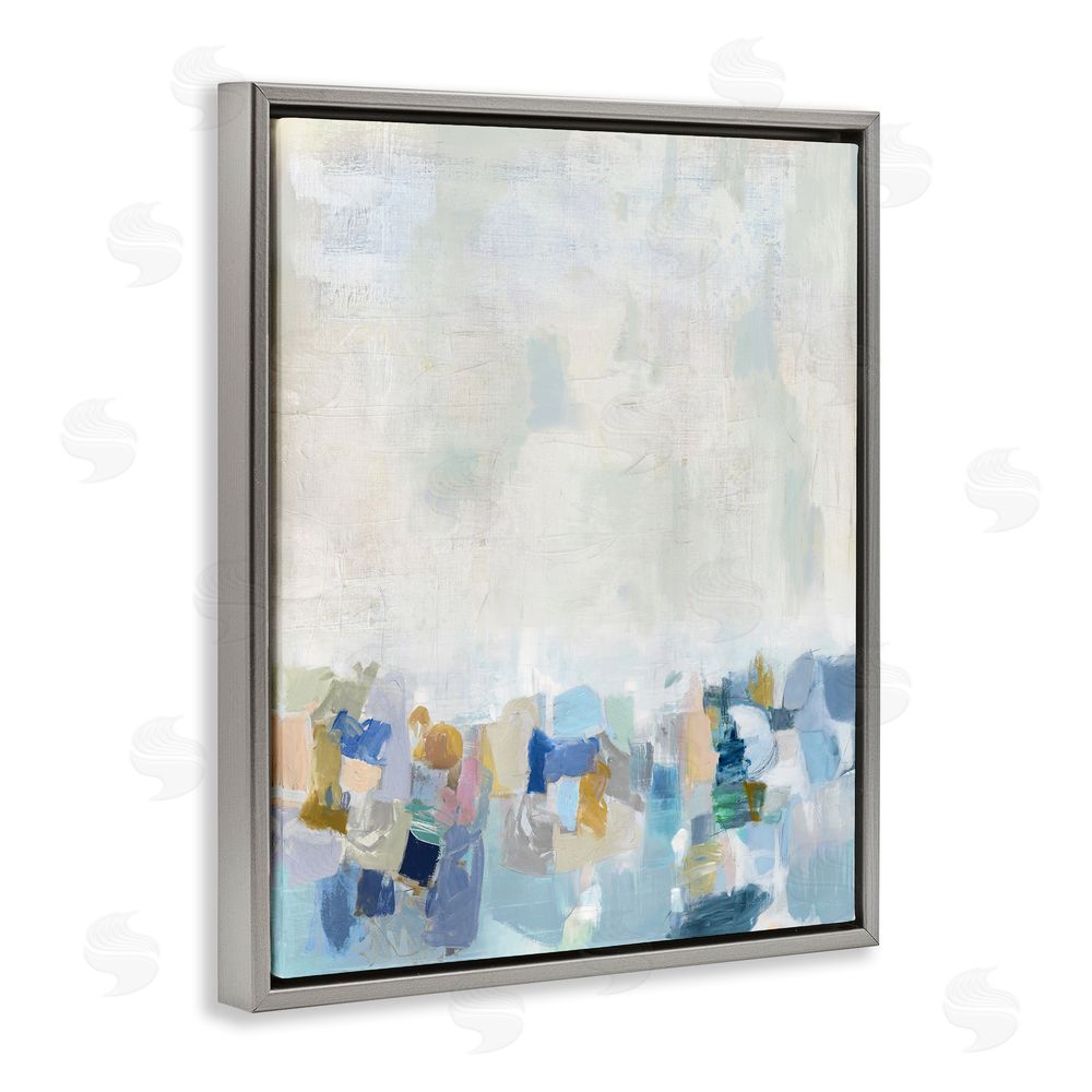 Rachel Springer Modern Blue Landscape Grey Floating Frame Canvas Wall Art Print
