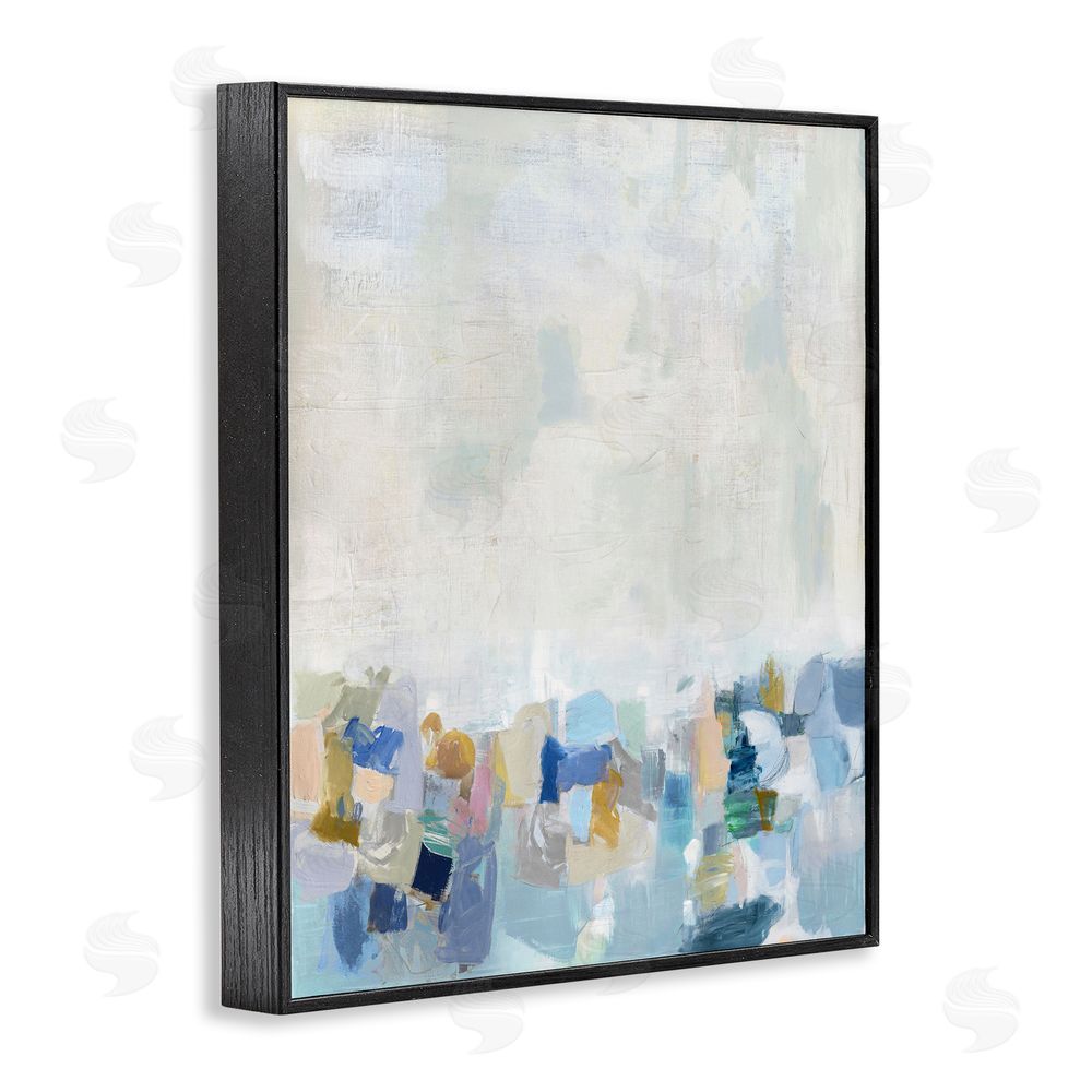 Rachel Springer Modern Blue Landscape Black Framed Giclee Wall Art Print