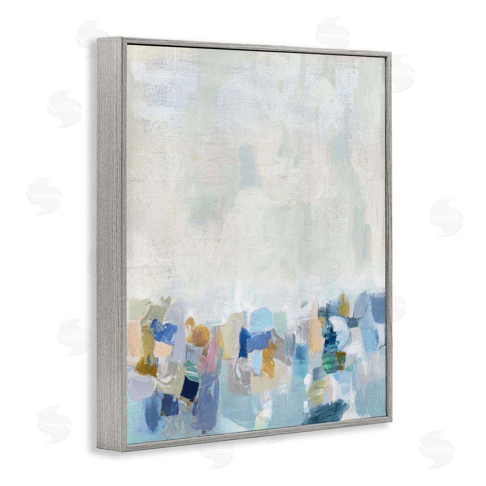 Rachel Springer Modern Blue Landscape Gray Framed Giclee Wall Art Print