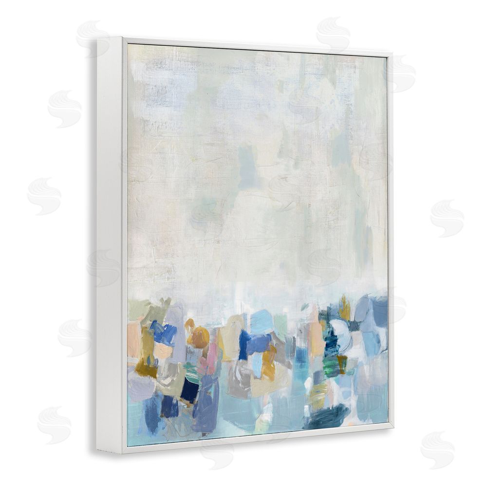 Rachel Springer Modern Blue Landscape White Framed Giclee Wall Art Print