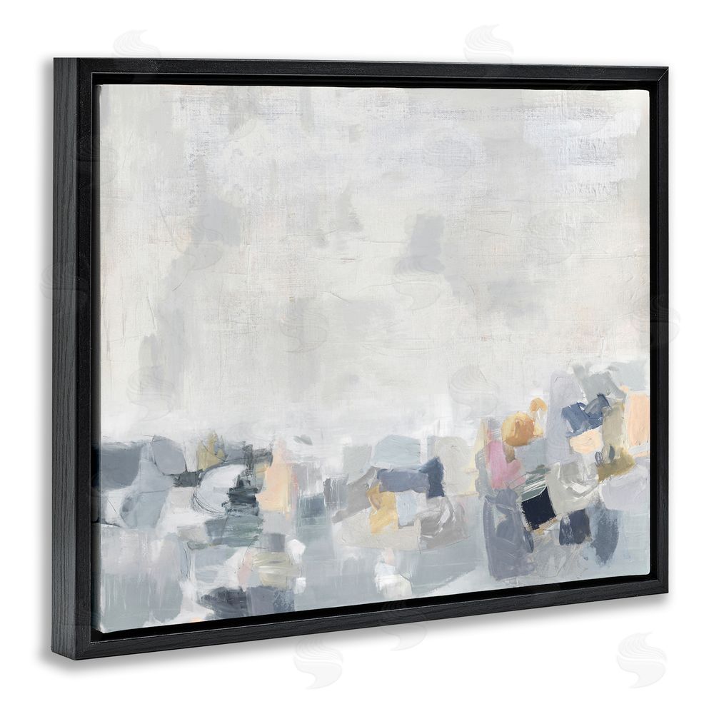 Rachel Springer Grey Modern Landscape Black Floating Frame Canvas Wall Art Print