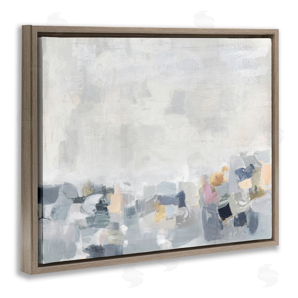 Rachel Springer Grey Modern Landscape Brown Floating Frame Canvas Wall Art Print