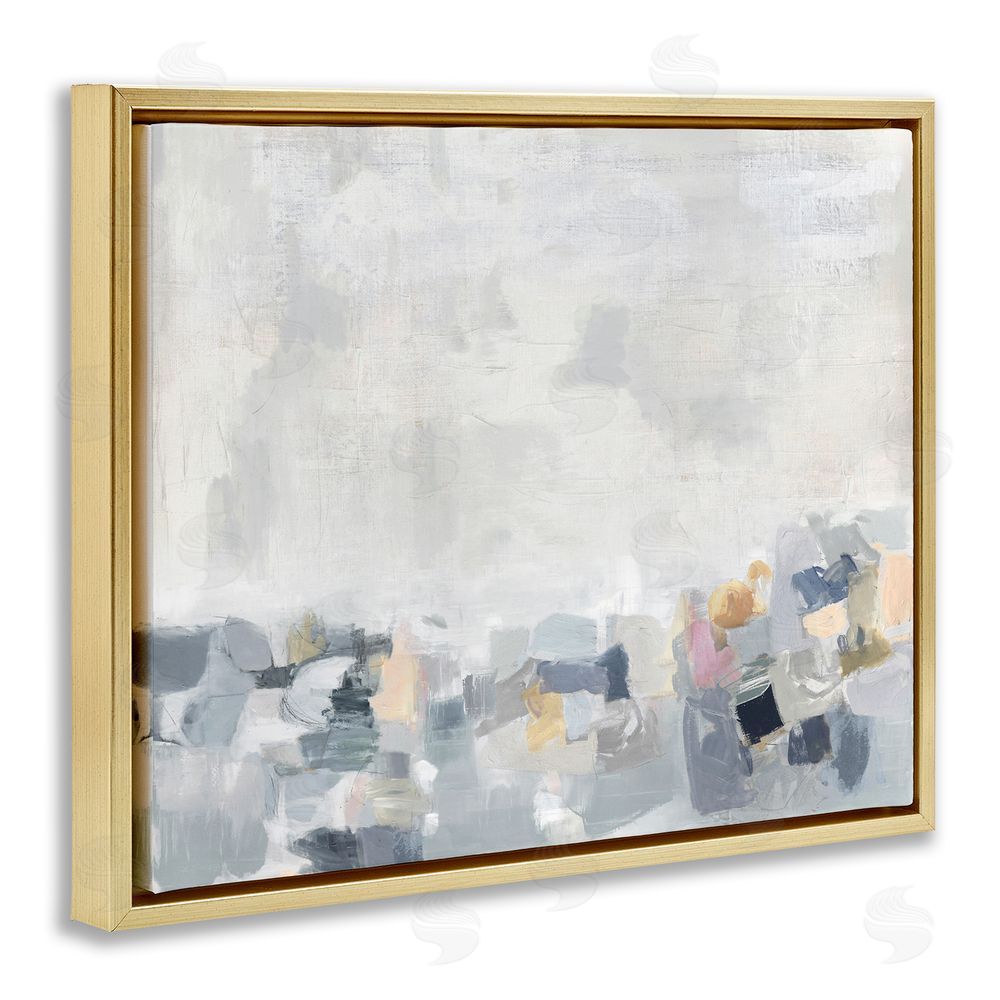 Rachel Springer Grey Modern Landscape Gold Floating Frame Canvas Wall Art Print