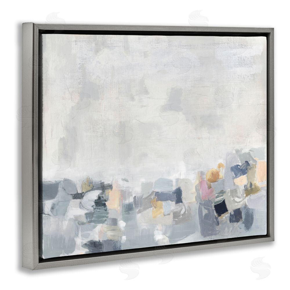 Rachel Springer Grey Modern Landscape Grey Floating Frame Canvas Wall Art Print