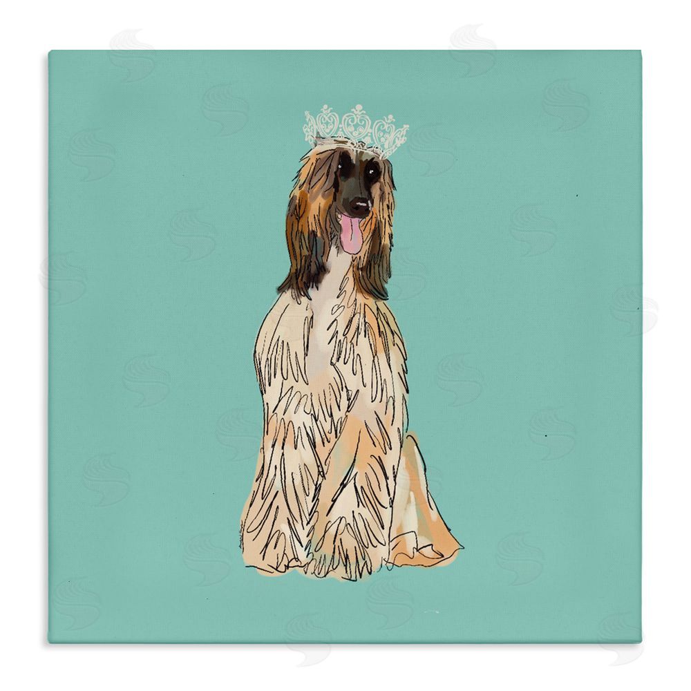 Amelia Noyes Afghan Hound with Crown Stretched Canvas Wall Art Print