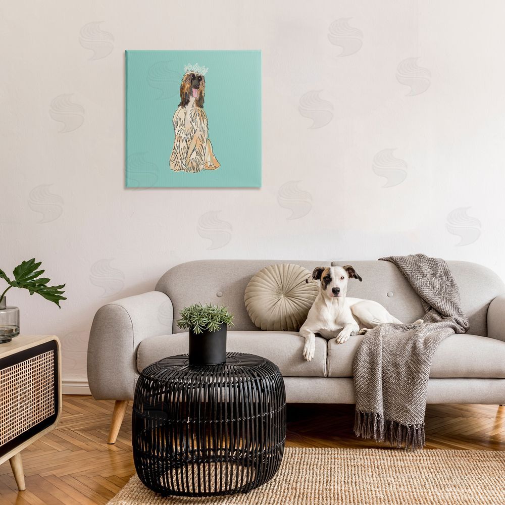 Amelia Noyes Afghan Hound with Crown Canvas Wall Art in Room