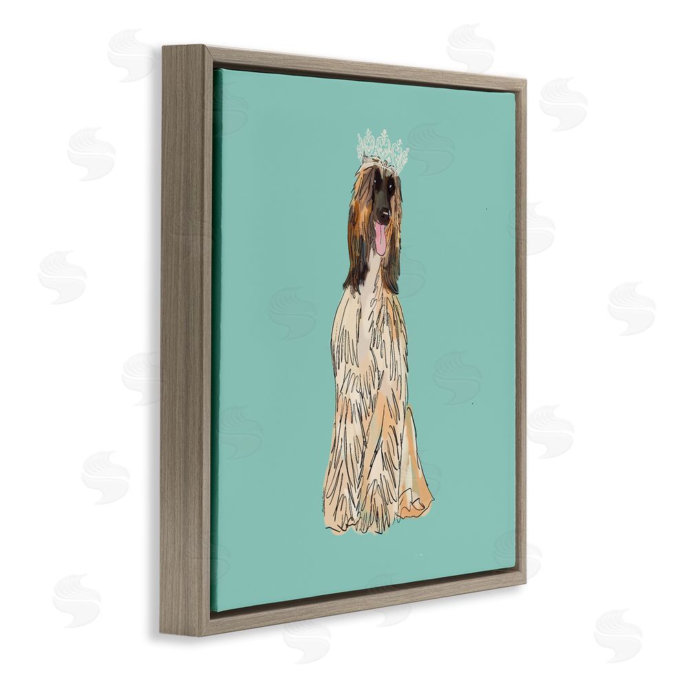 Amelia Noyes Afghan Hound with Crown Brown Floating Frame Canvas Wall Art Print