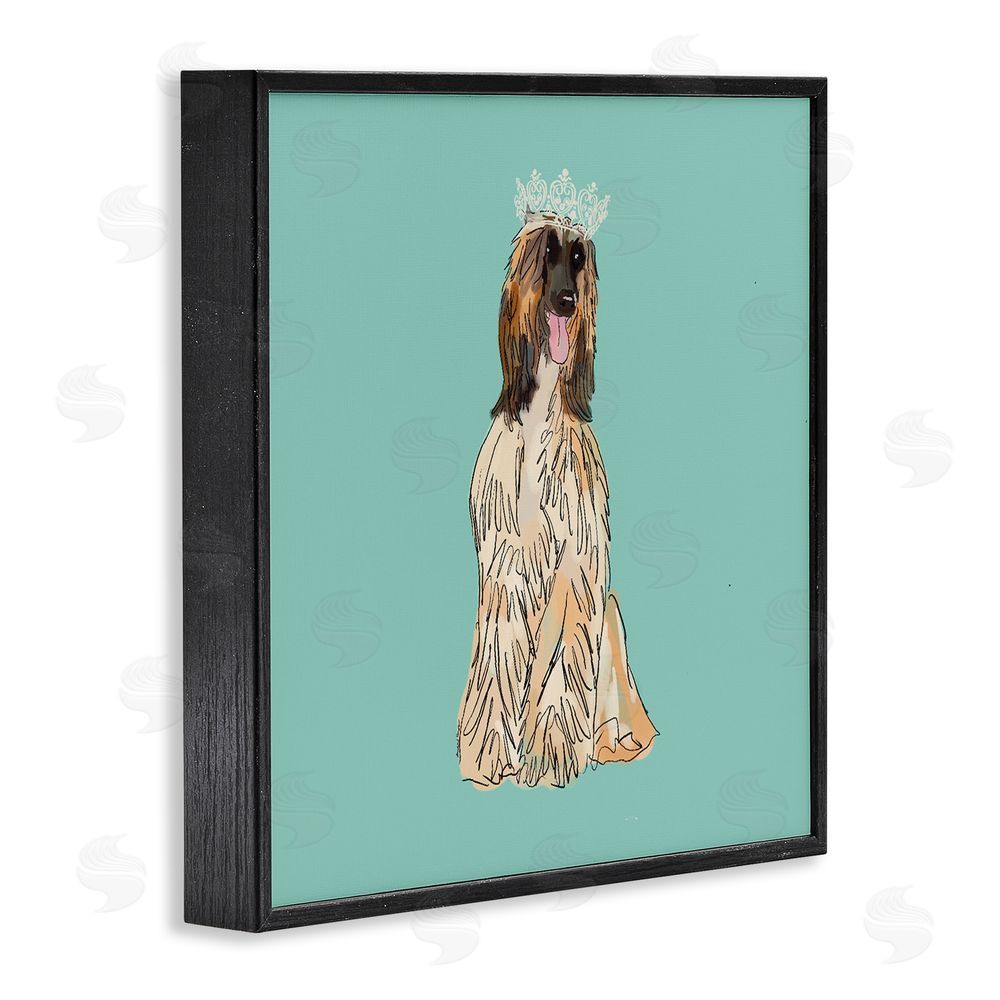 Amelia Noyes Afghan Hound with Crown Black Framed Glicee Wall Art Print