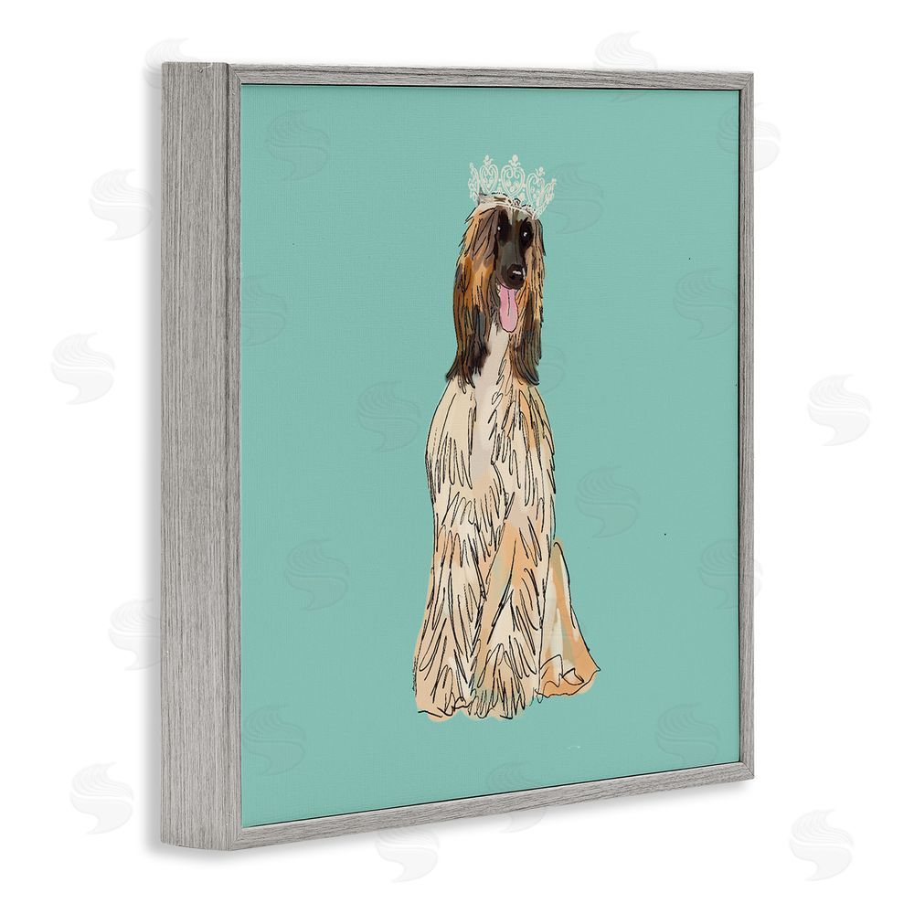 Amelia Noyes Afghan Hound with Crown Gray Framed Glicee Wall Art Print