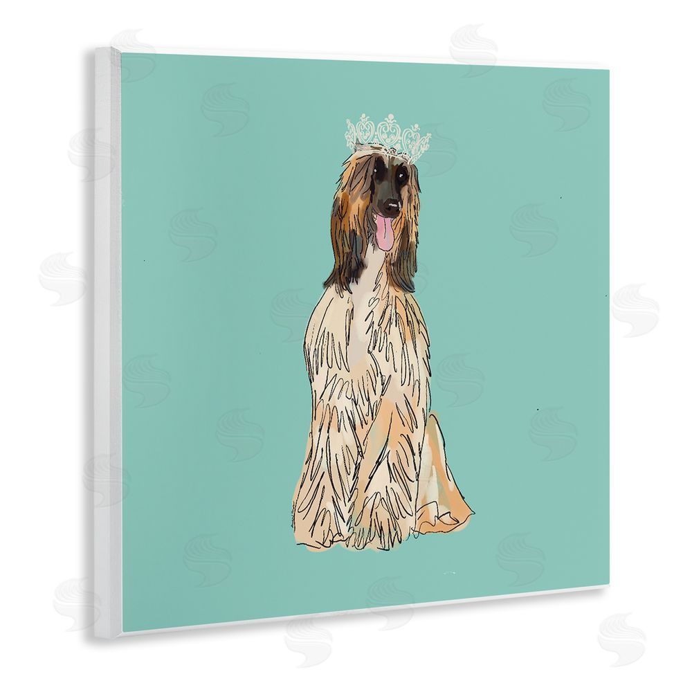 Amelia Noyes Afghan Hound with Crown Wooden Wall Plaque Art Print