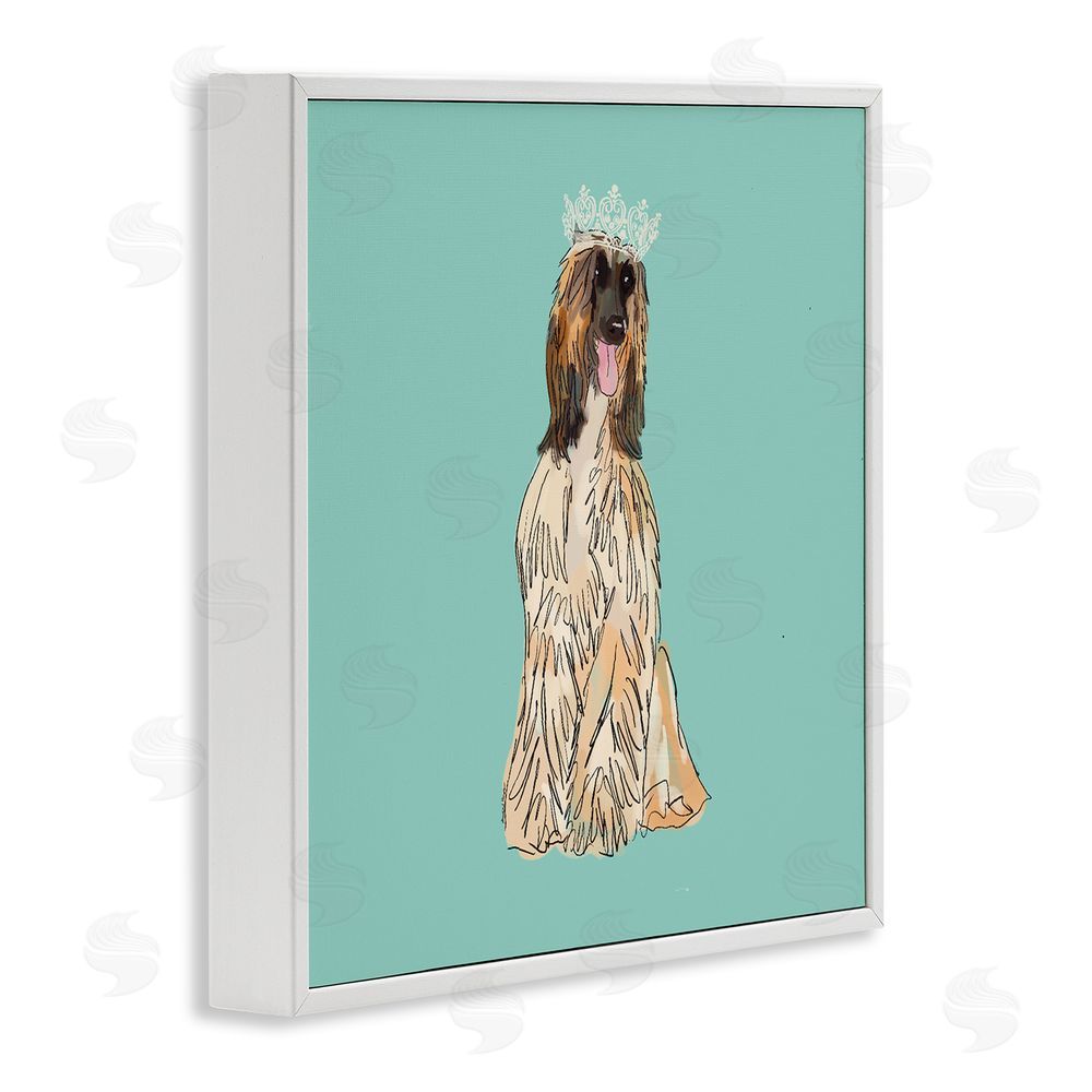 Amelia Noyes Afghan Hound with Crown White Framed Glicee Wall Art Print