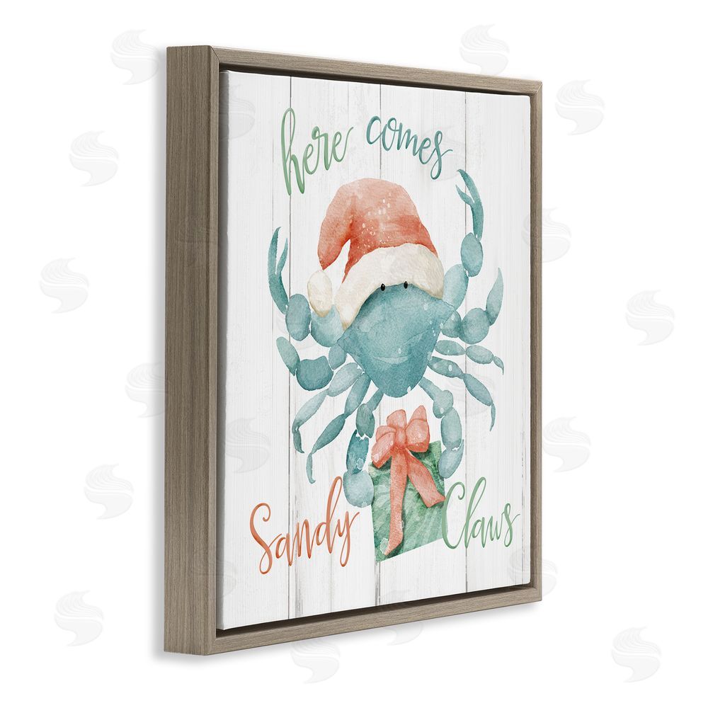 Deane Beesley Nautical Sandy Claws Crab Brown Floating Frame Canvas Wall Art Print