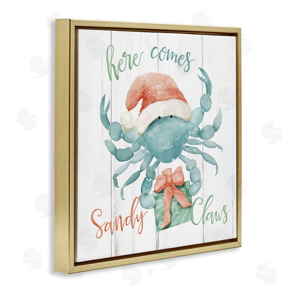 Deane Beesley Nautical Sandy Claws Crab Gold Floating Frame Canvas Wall Art Print