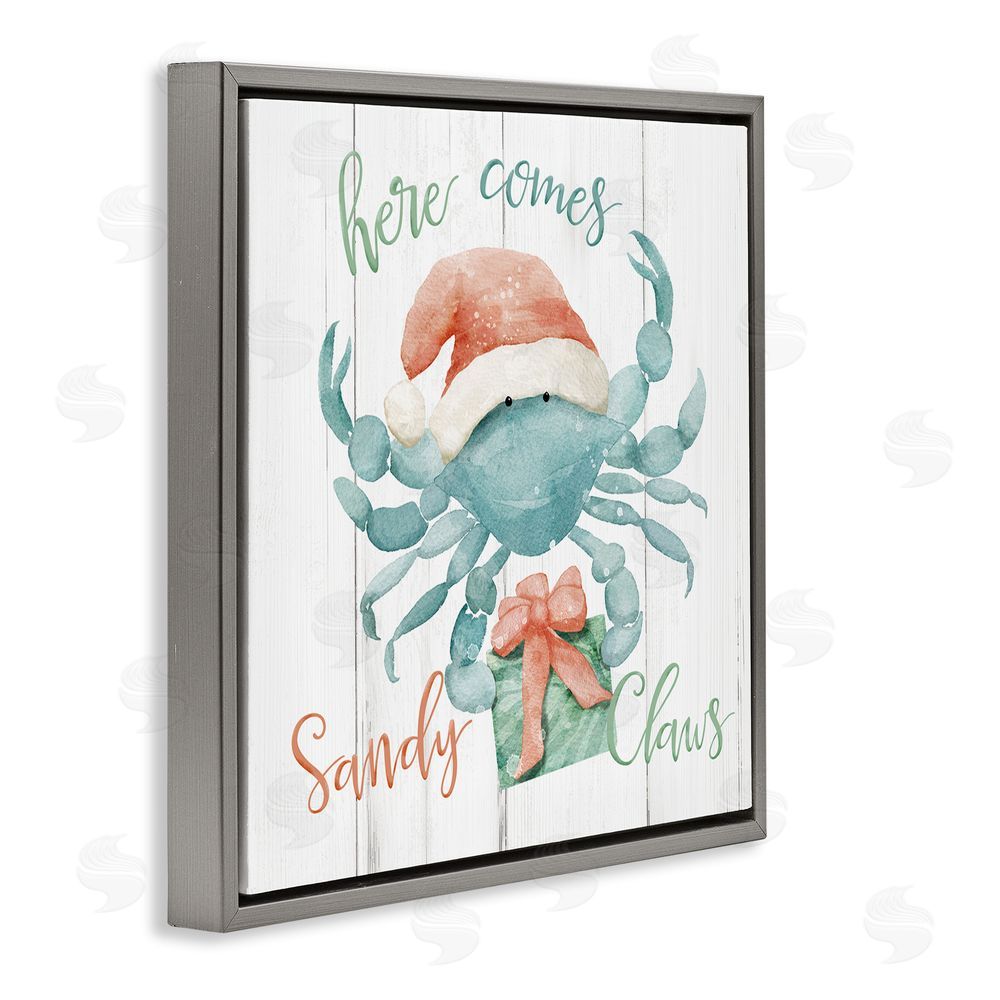 Deane Beesley Nautical Sandy Claws Crab Gray Floating Frame Canvas Wall Art Print