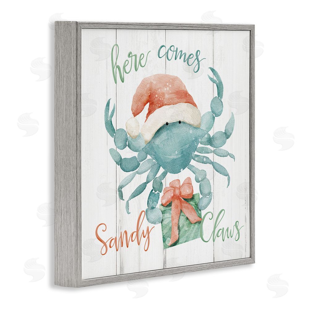 Deane Beesley Nautical Sandy Claws Crab Gray Framed Glicee Wall Art Print