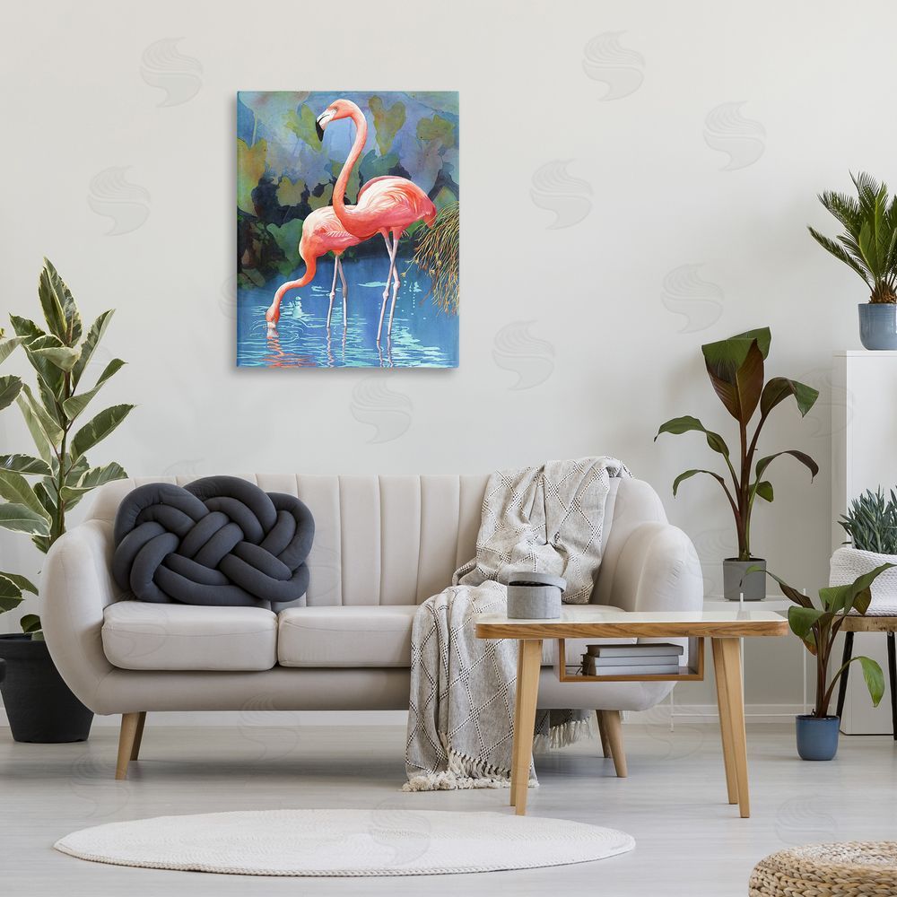 Christine Reichow Flamingos in Lush Pond