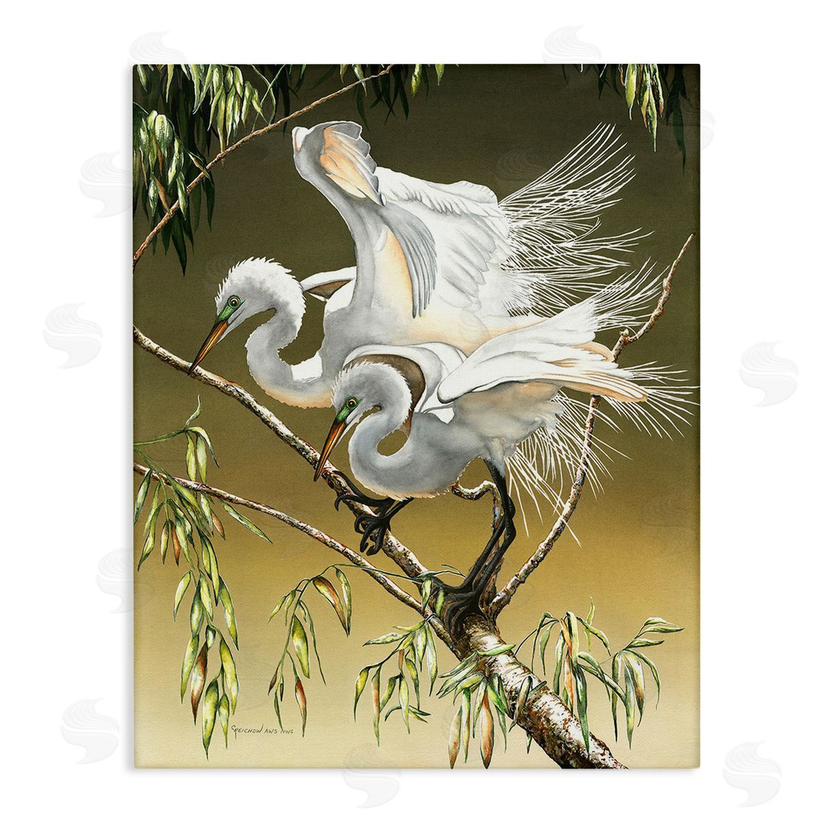Christine Reichow Egrets Perched on Branch