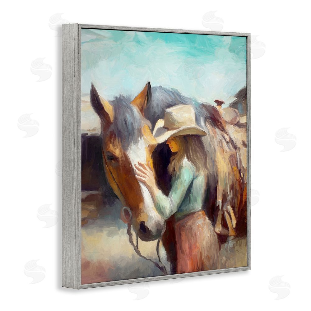 Ramona Murdock Cowgirl Petting Horse