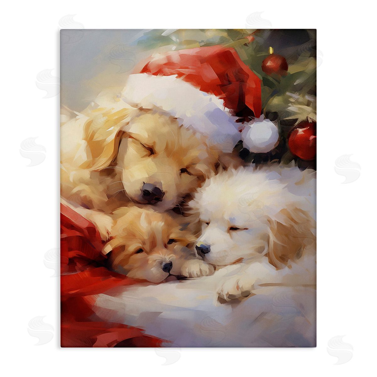 Enrico McGarrigle Christmas Puppies by Tree