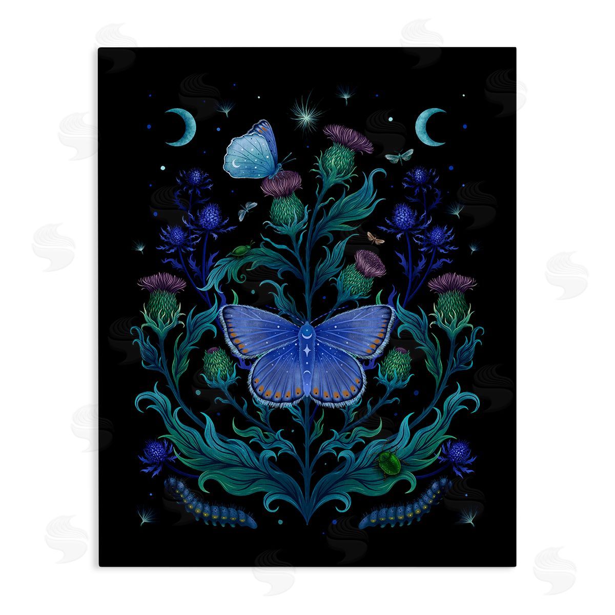 Episodic Drawings Floral Night Sky Butterfly