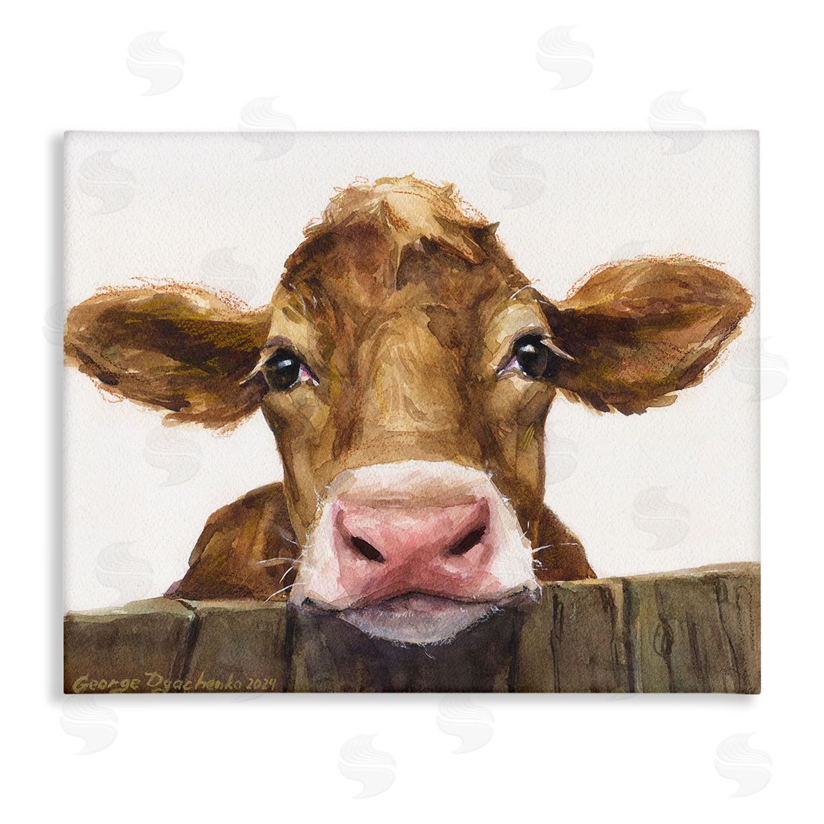George Dyachenko Cow Resting on Fence