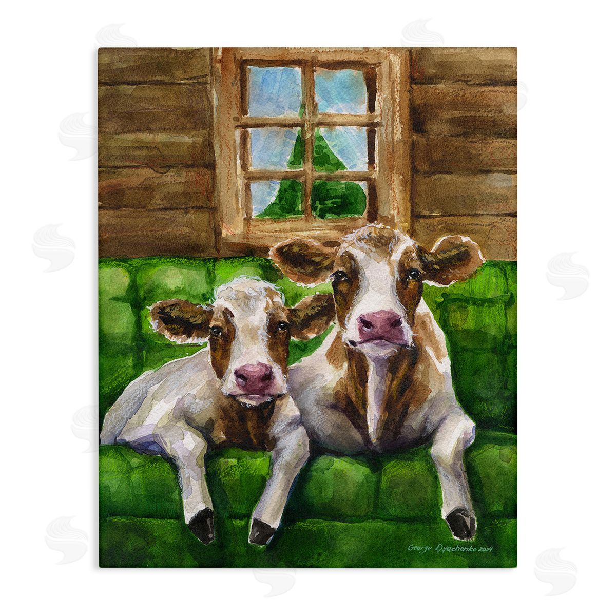George Dyachenko Cows in Barn Cabin