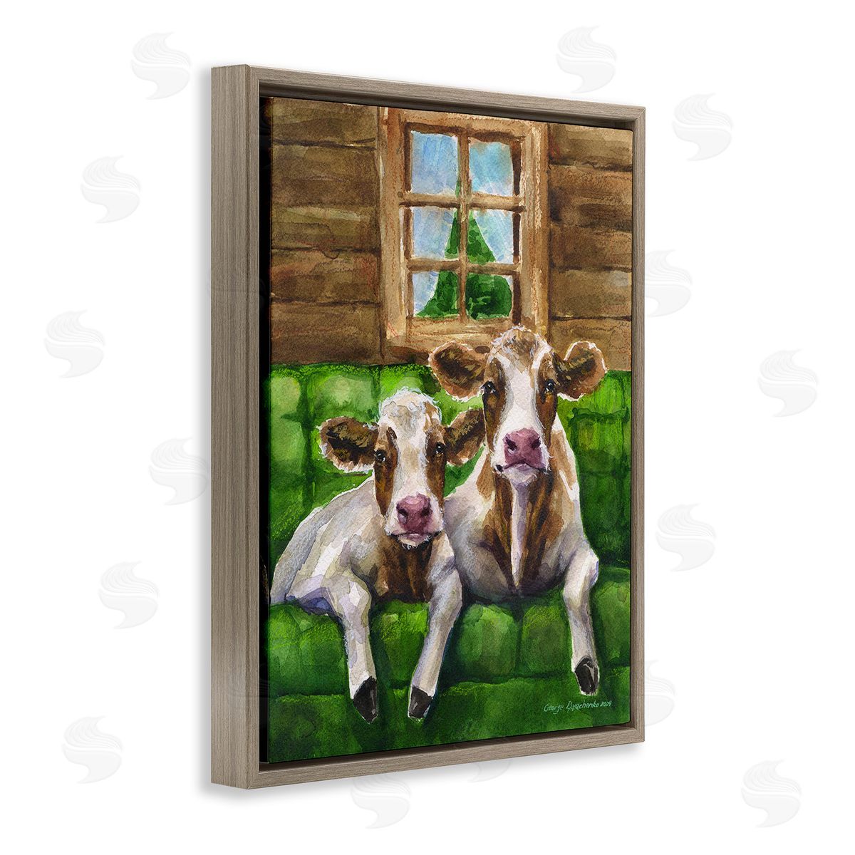 George Dyachenko Cows in Barn Cabin