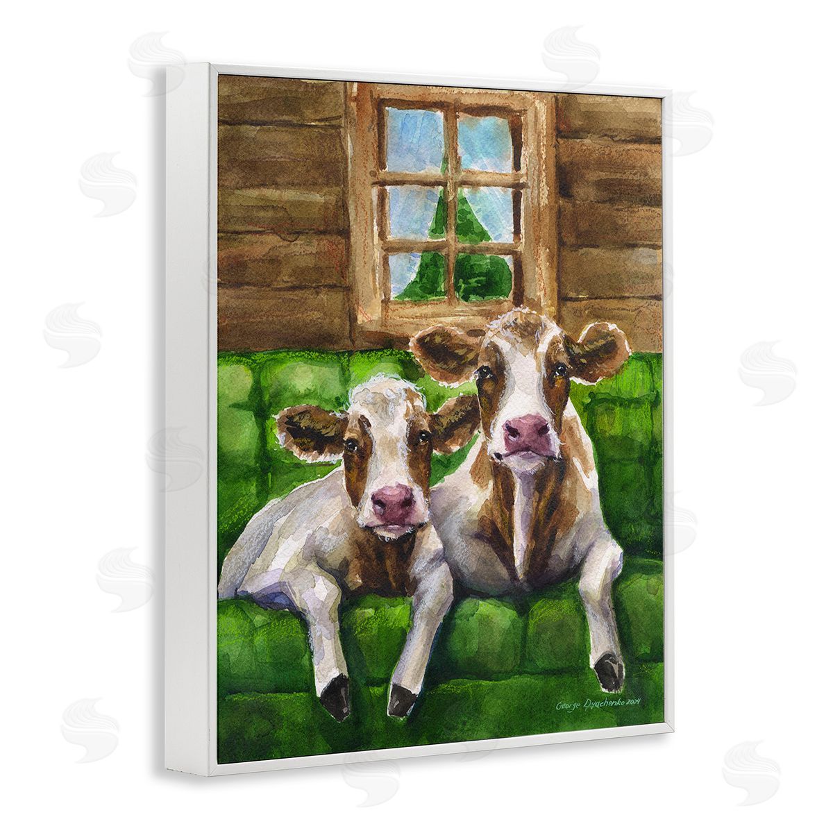 George Dyachenko Cows in Barn Cabin