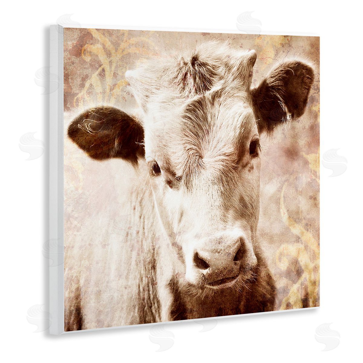 Graffitee Studios Abstract Sepia Cattle Wooden Wall Plaque Art Print