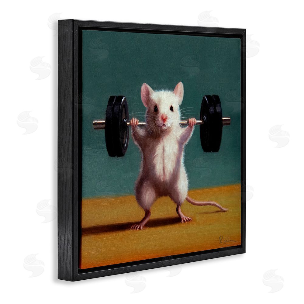 Lucia Heffernan Weight Lifting Mouse Black Floating Frame Canvas Wall Art Print