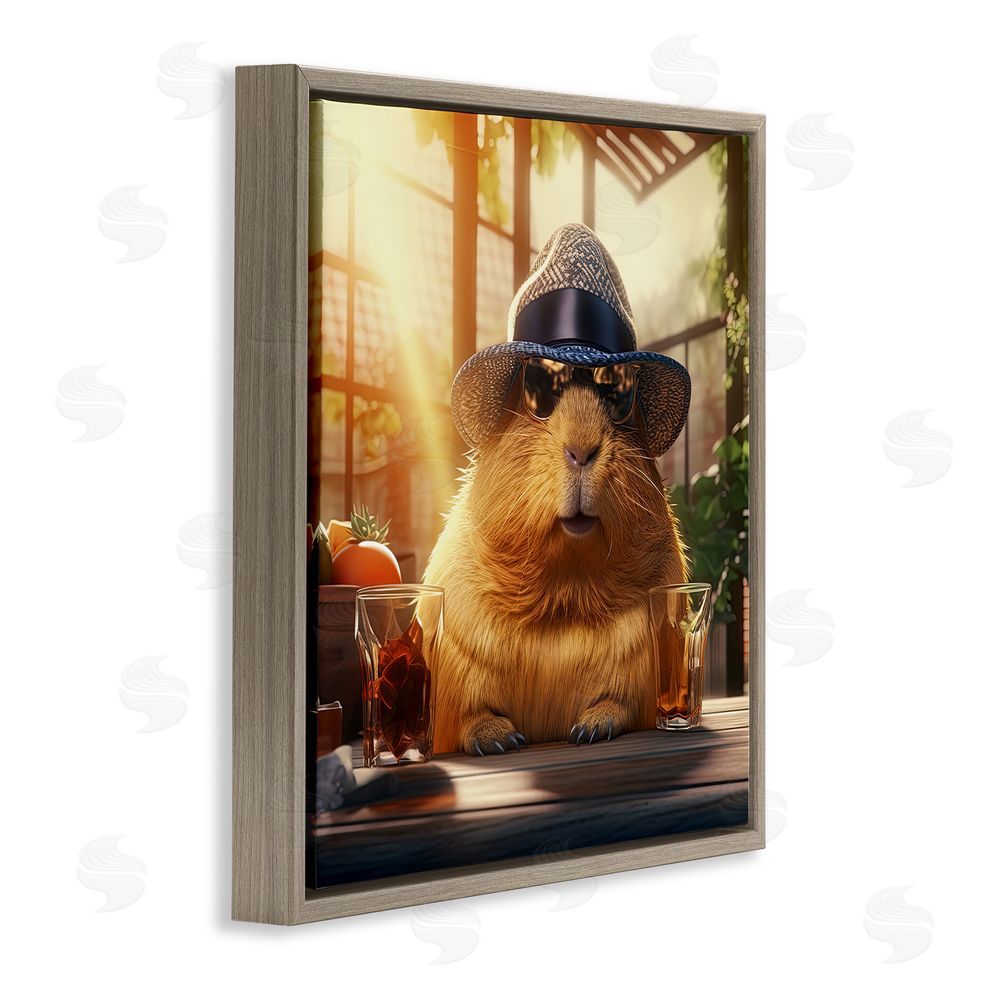 Jim Baldwin Beaver & Summer Sunlight Brown Floating Frame Canvas Wall Art Print