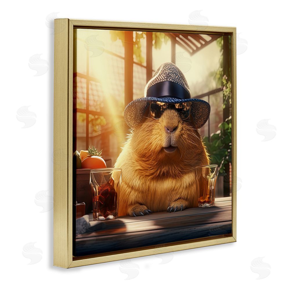 Jim Baldwin Beaver & Summer Sunlight Gold Floating Frame Canvas Wall Art Print