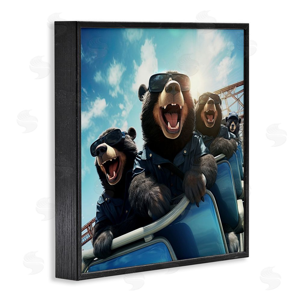 Jim Baldwin Bears on Rollercoaster Black Framed Glicee Wall Art Print