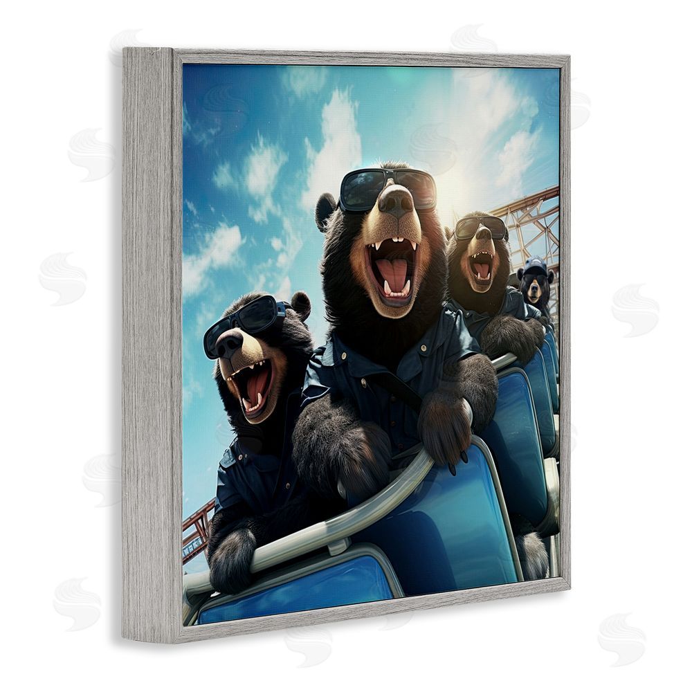 Jim Baldwin Bears on Rollercoaster Gray Framed Glicee Wall Art Print