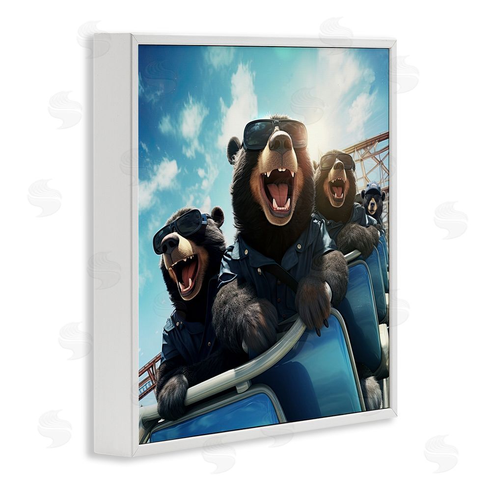 Jim Baldwin Bears on Rollercoaster White Framed Glicee Wall Art Print