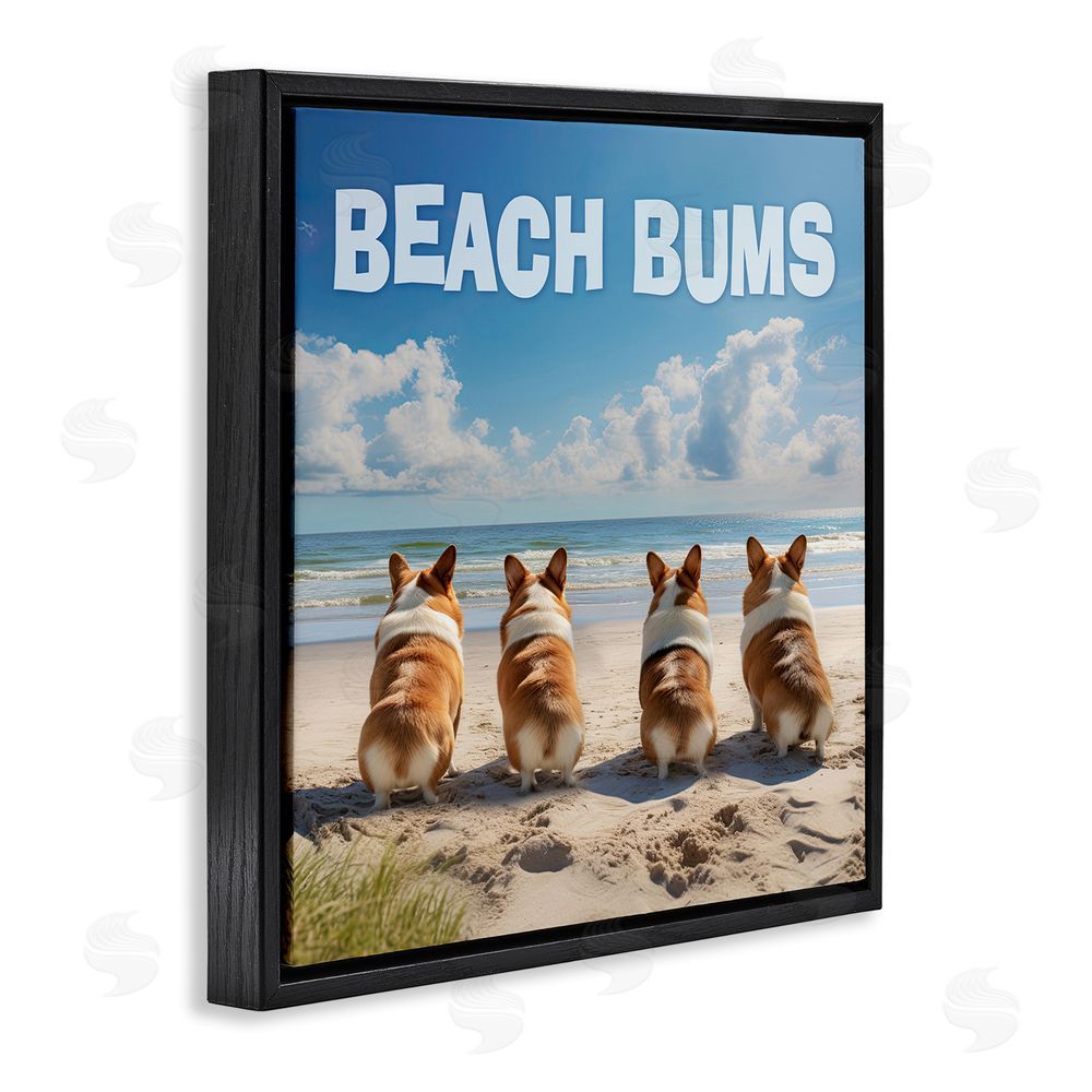 Jim Baldwin Beach Bums Corgis Black Floating Frame Canvas Wall Art Print